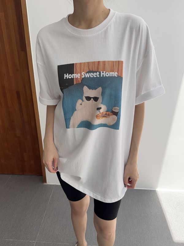 墨鏡酷貓咪寬鬆長版T 