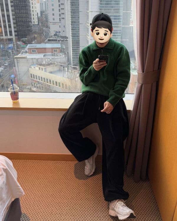 男裝-拉鏈翻領針織上衣 