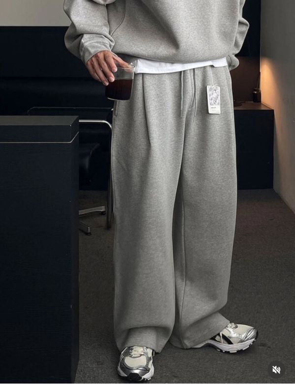 男裝-簡約打褶休閒棉褲 