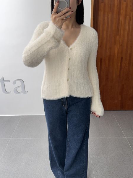 /現貨/氣質毛毛開襟衫 