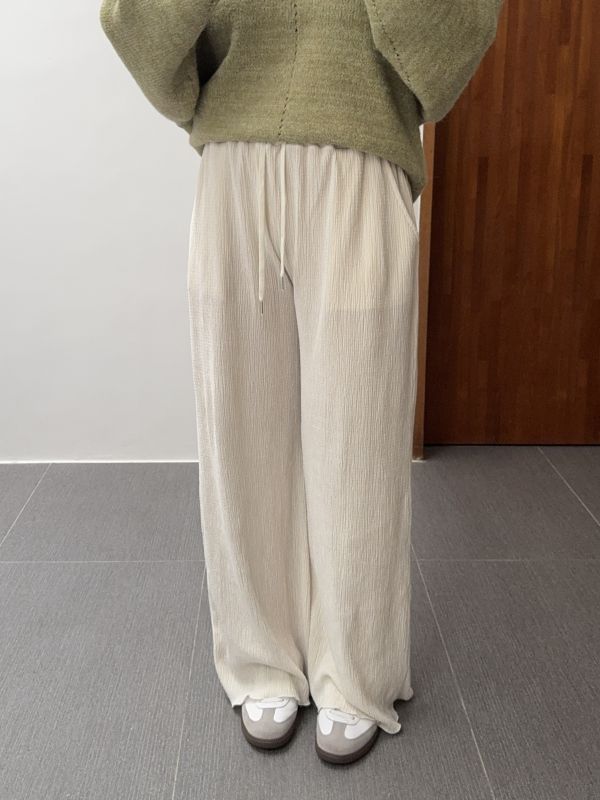 /現貨/冬天的絨面修身皺皺褲 