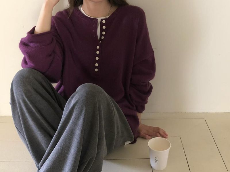 美麗諾羊毛亨利領毛衣 