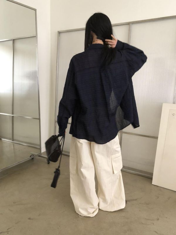 質感雙口袋立體紋襯衫 