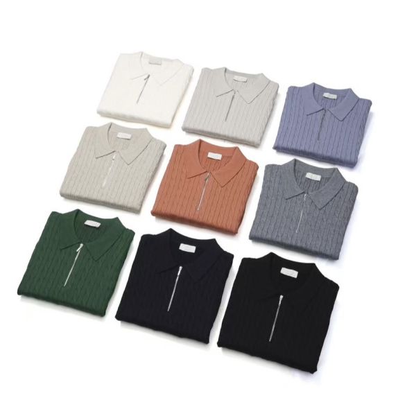 男裝-麻花紋拉鏈領針織衣 