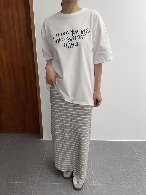 耐看休閒條紋長裙 