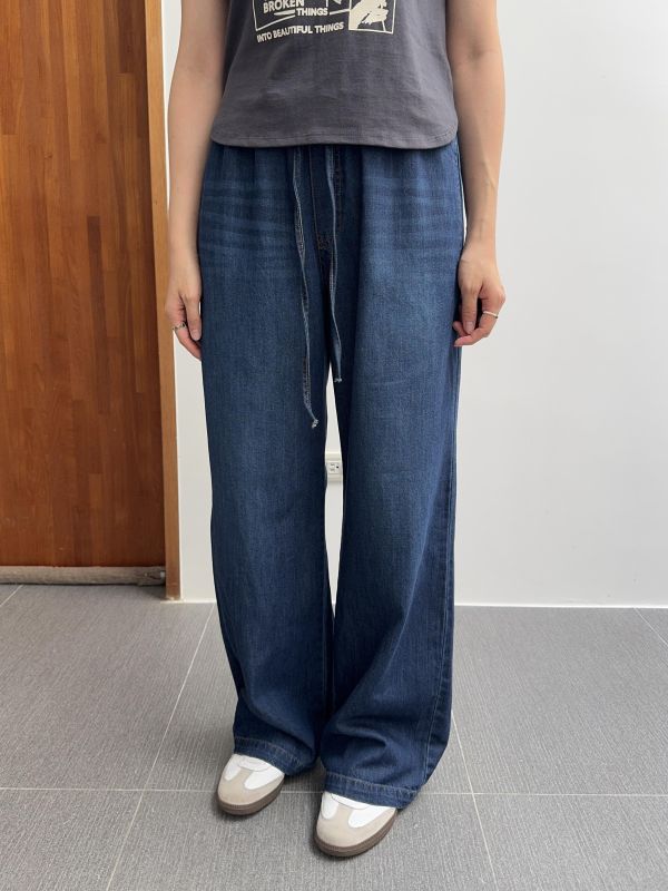 復古刷色牛仔舒服褲 