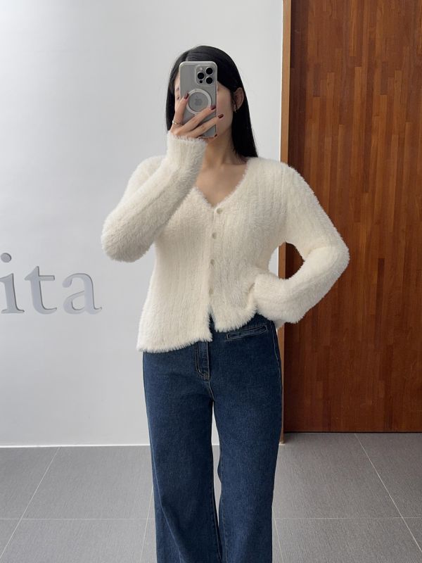 /現貨/氣質毛毛開襟衫 