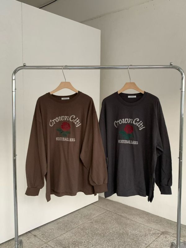 刺繡玫瑰休閒長T 