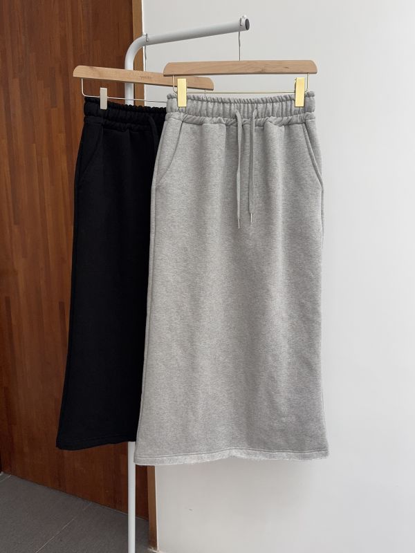 低調休閒內刷毛棉長裙 