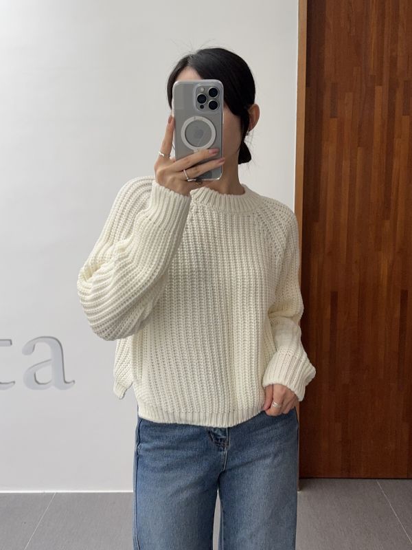 /現貨/側邊小開衩粗針織衣 