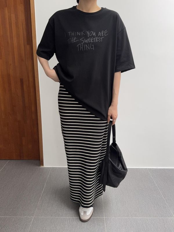 耐看休閒條紋長裙 