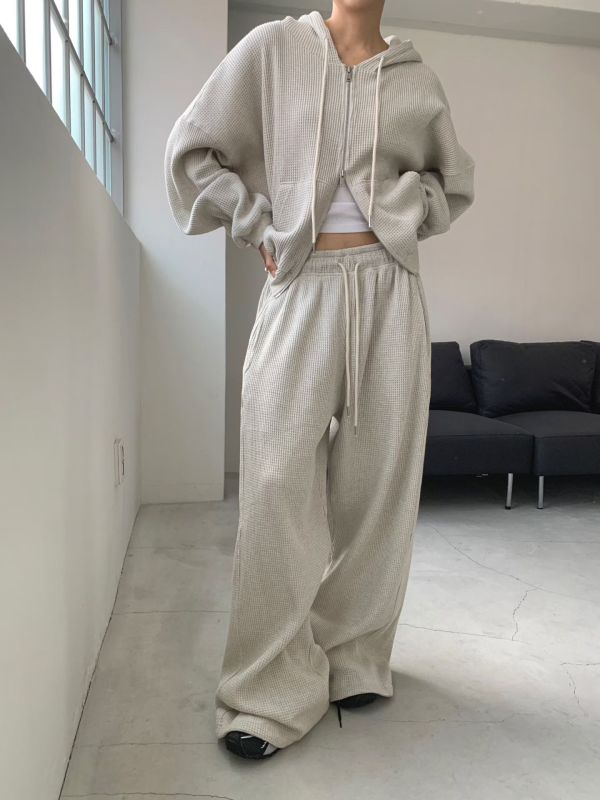 華夫格紋休閒舒服套裝 