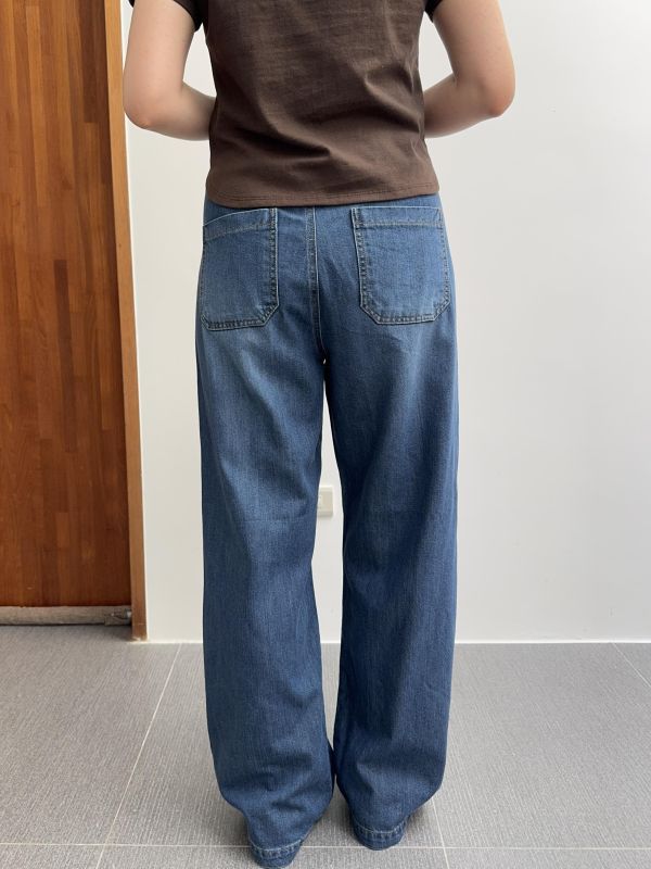 復古刷色牛仔舒服褲 