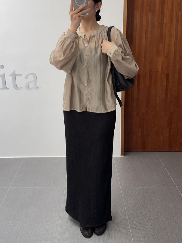 氣質泡泡紋長裙 