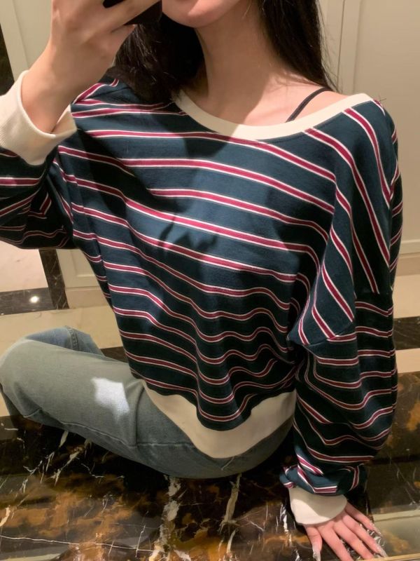 兩面穿條紋大學T 