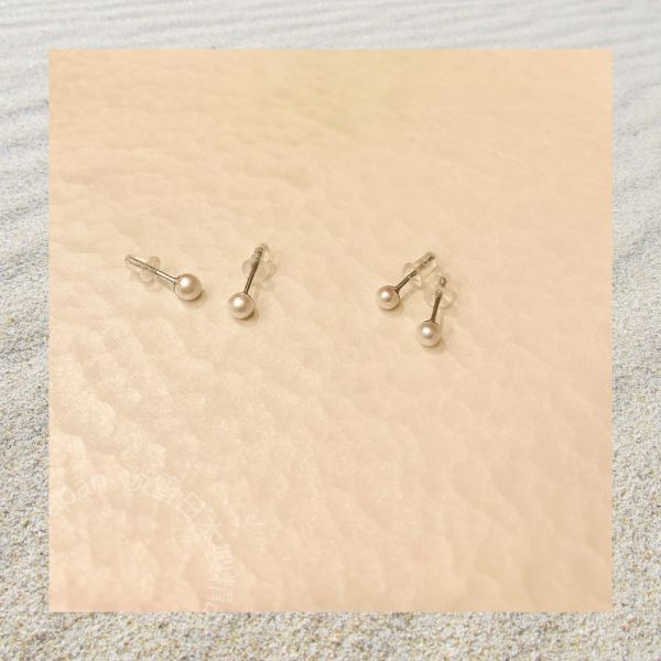 日本製 3mm Akoya珍珠耳環 天然珍珠耳環 日本珍珠耳環 迷你珍珠耳環 日本耳環 Akoya 
