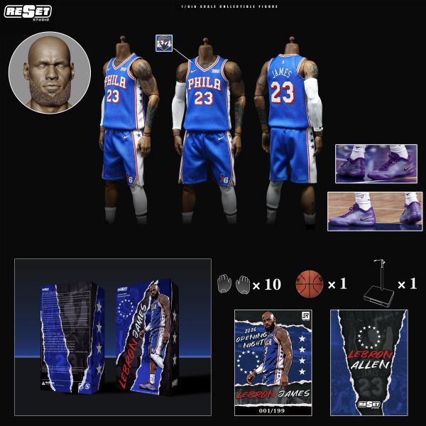【預購】Reset-Studio > NBA > 1/6 可動眼揭幕戰老詹 收藏級可動人偶套裝 勒布朗·詹姆斯 Lark,惡靈古堡,里昂,GK,玩具,收藏,擺件,模型,公仔,人偶,手辦,動漫