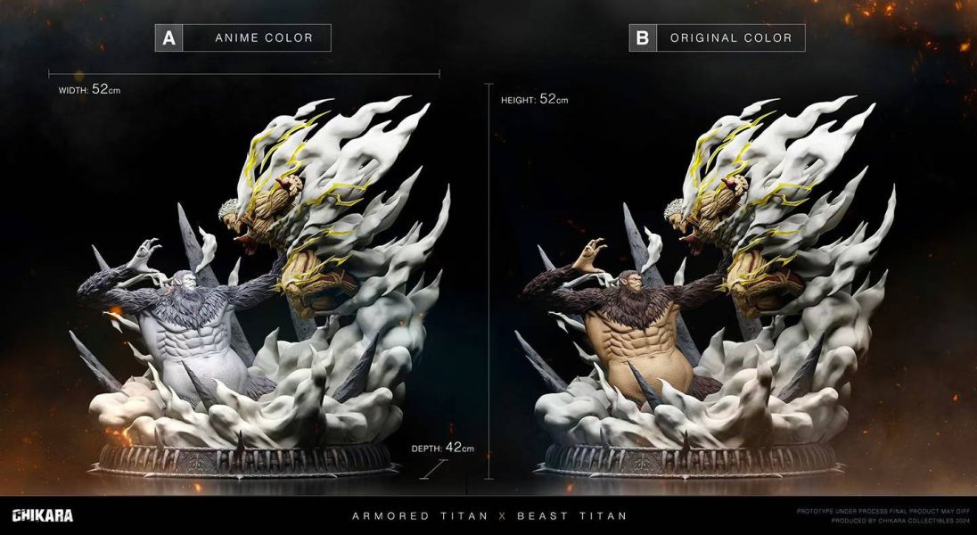 【預購】CHIKARA力量 > 進擊的巨人 > 天地之戰 沖擊 獸巨vs鎧巨 進擊的巨人,獸巨vs鎧巨,GK,玩具,模型,雕像,共鳴