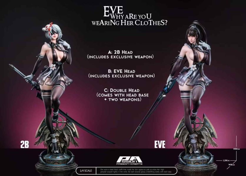 【預購】PA-Create > 星刃 & 尼爾自動人形 > 1/4 Eve伊芙你怎麼穿著2B的衣服 遊戲王,黑魔導女孩,GK,玩具,模型,雕像,共鳴