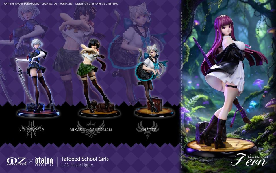 【18+預購】Dtalon Production & Oz production > 葬送的芙莉蓮 > 1/6 紋身 JK 系列第四彈：費倫(雙版本) 迷因工作室,絕區零,希格莉德,GK,玩具,收藏,擺件,模型,公仔,人偶,手辦,動漫