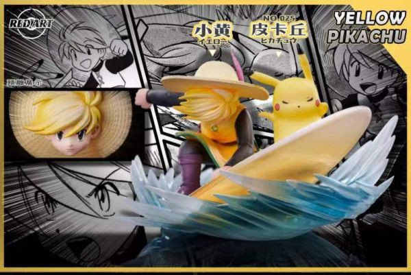 【已售罄，如欲追加請私訊客服@toykokoro】Red Art赤紅藝術>寶可夢>l特別篇 小黃vs阿渡名場面之一 沖浪小黃 寶可夢,神奇寶貝,Pokémon,沖浪小黃,Speical特別篇,小黃vs阿渡名場面之一,Red Art赤紅藝術,GK,玩具,雕像,擺件,收藏