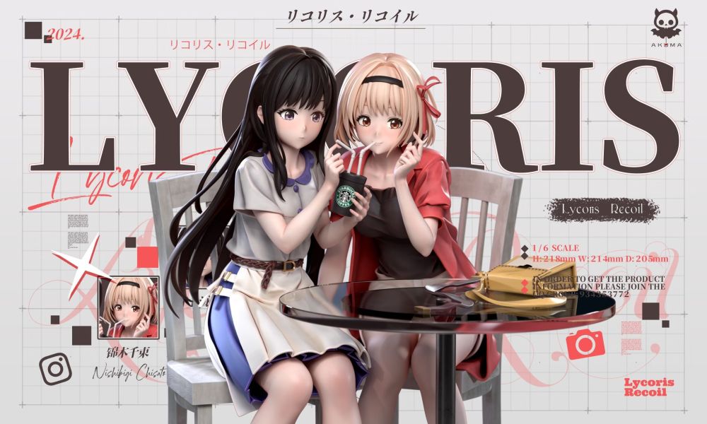【已售罄，如欲追加請私訊客服@toykokoro】Akuma-Studio>Lycoris Recoil莉可麗絲>1/6 千束和瀧奈的快樂假期 LycorisRecoil,莉可麗絲,千束,瀧奈,GK,玩具,模型,雕像,擺飾,收藏,共鳴