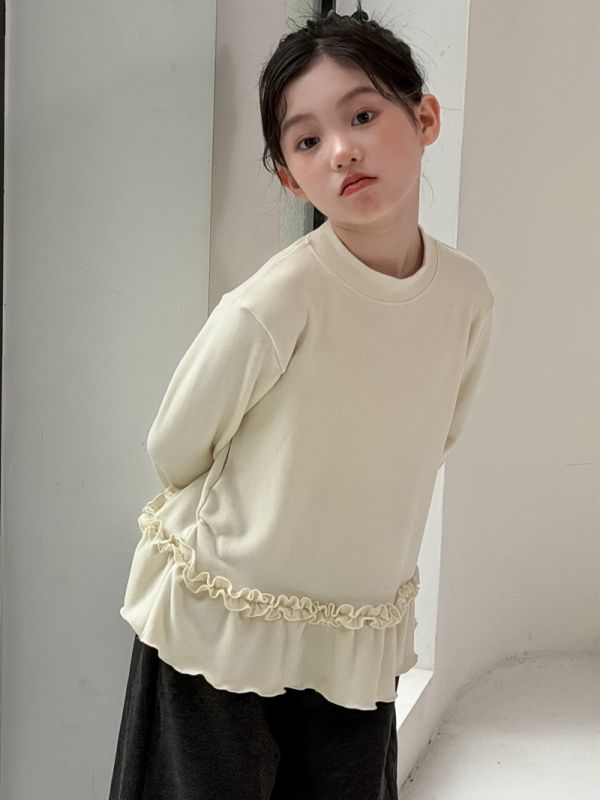 05113011｜CTONG秋冬〃兩色木耳邊下擺上衣｜120-160 女童上衣
荷葉邊上衣
打底衫童裝
長袖上衣
甜美穿搭
童裝女孩
秋冬童裝
顯瘦上衣
公主風童裝
120-160童裝