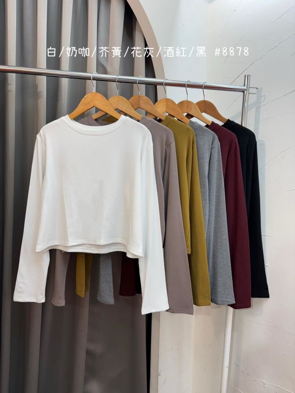 05121306｜秋冬〃8878短版刷毛長袖T｜F 親膚棉上衣
彈性長袖T
短版上衣
韓系基本款
百搭長袖
素面上衣
內搭上衣
日常休閒上衣
簡約風長袖
秋冬薄長袖