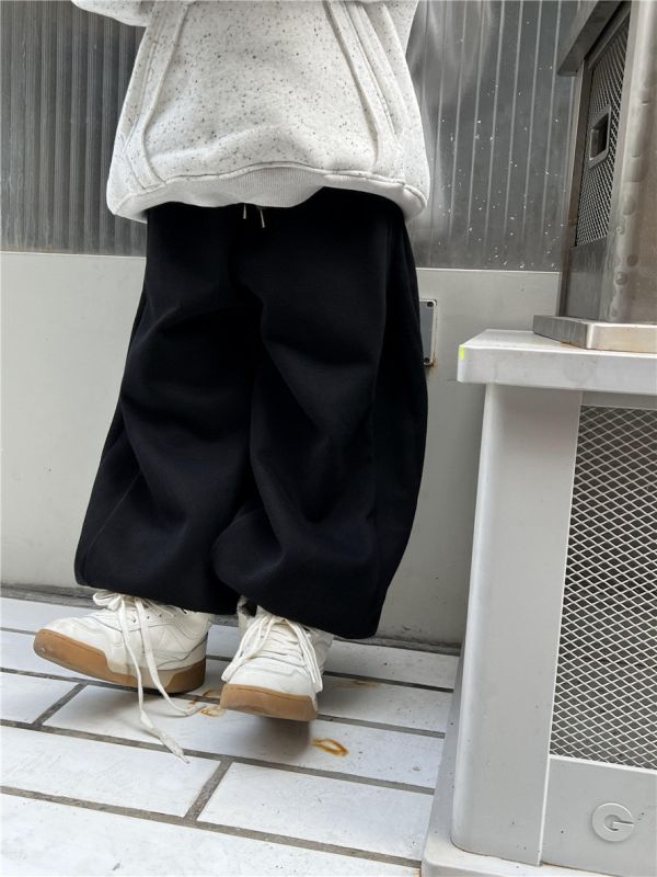 05110204┃SN〃6955兩色加絨運動褲┃100-160 加厚長褲, 刷毛束口褲, 秋冬保暖褲, 彈性棉褲, 寬鬆版型, 束口設計, 居家休閒褲, 不勒腿褲, 棉質長褲, 男童女童長褲