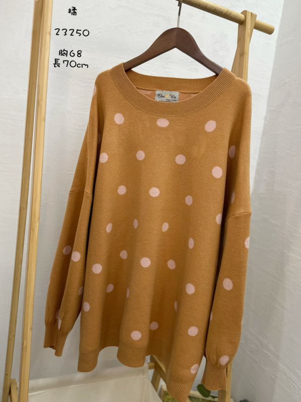 05110103┃秋冬〃23250五色波點毛衣 點點毛衣, 針織上衣, 圓領毛衣, 無刷毛毛衣, 厚磅毛衣, 秋冬上衣, 寬鬆版型, 女生休閒穿搭, 彩色毛衣, 居家毛衣