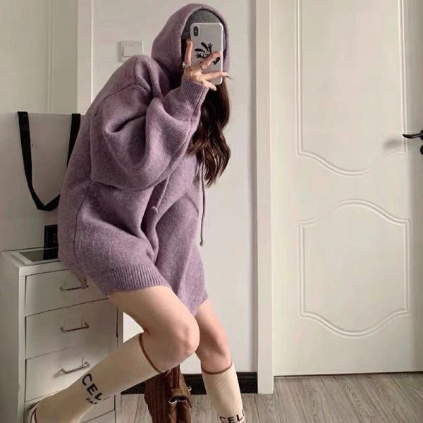 05121312｜秋冬〃3010三色羊絨抽繩連帽毛衣｜F 連帽針織毛衣
羊絨感毛衣
抽繩帽T毛衣
寬鬆長版毛衣
顯瘦針織上衣
秋冬針織
韓系休閒毛衣
針織連帽上衣
熱賣回歸款
洋裝式毛衣