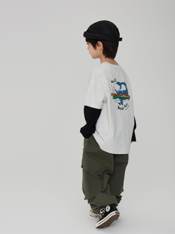 05080119┃TFYU秋〃兩色假兩件鯨魚印花T┃100-160┃250810結單 