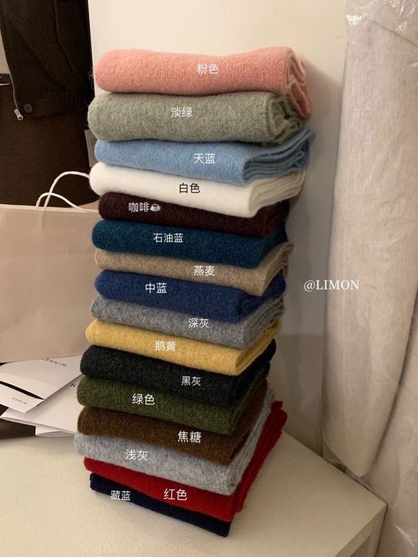 05110603┃LEMON〃1197小銀標純色混紡羊毛圍巾 羊毛圍巾、針織圍巾、保暖圍巾、素色圍巾、秋冬圍巾、韓版圍巾、情侶圍巾、禮物圍巾、柔軟圍巾、冬季配件