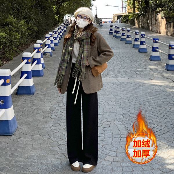 05121313｜秋冬〃加絨仿羊絨直筒褲｜F 仿羊絨長褲
抽繩鬆緊褲
親膚休閒褲
直筒顯瘦褲
居家外出兩用褲
百搭長褲
秋冬休閒褲
寬鬆長褲
日常通勤褲
懶人穿搭褲