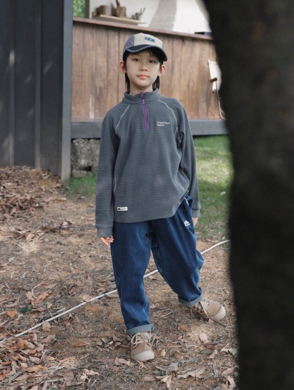 05110710┃猿寶家秋冬〃1339半拉鍊格絨上衣┃110-170┃251110結單 童裝立領上衣、山系打底衫、抓絨上衣、秋冬保暖、男童上衣、女童衛衣、韓版童裝、戶外童裝、登山風穿搭