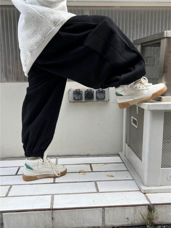 05110204┃SN〃6955兩色加絨運動褲┃100-160 加厚長褲, 刷毛束口褲, 秋冬保暖褲, 彈性棉褲, 寬鬆版型, 束口設計, 居家休閒褲, 不勒腿褲, 棉質長褲, 男童女童長褲