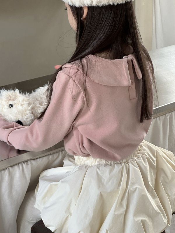 05120303｜小瑜家秋冬〃兩色奧絨學院風娃娃領上衣｜90-150 童裝上衣, 女童長袖, 半高領上衣, 刷毛上衣, 保暖內搭, 冬季童裝, 小童上衣, 韓系童裝, 氣質蝴蝶結, 90-150童裝