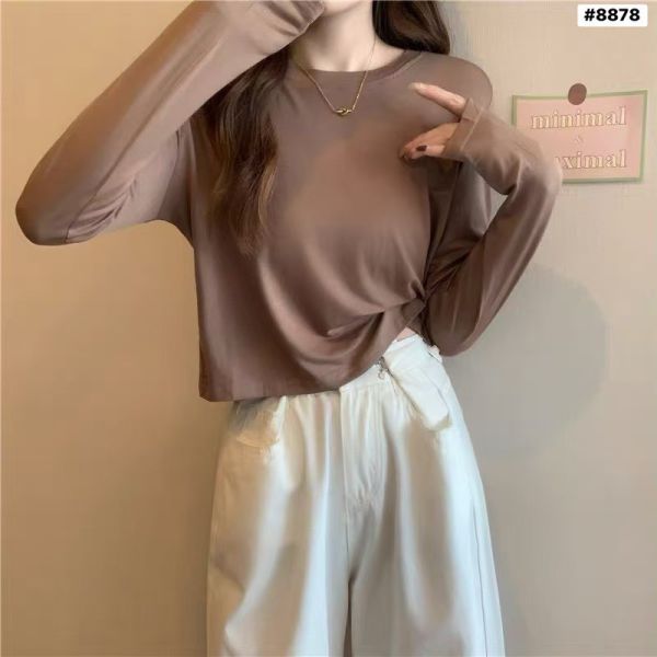 05121306｜秋冬〃8878短版刷毛長袖T｜F 親膚棉上衣
彈性長袖T
短版上衣
韓系基本款
百搭長袖
素面上衣
內搭上衣
日常休閒上衣
簡約風長袖
秋冬薄長袖