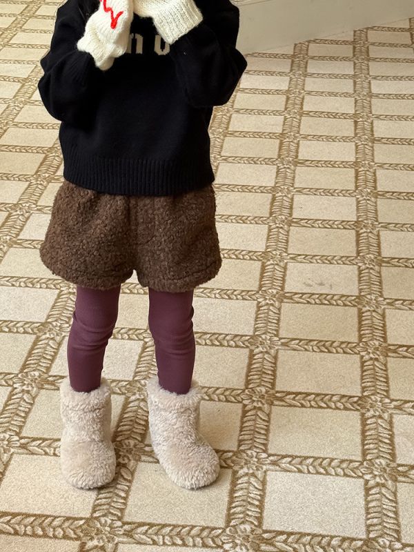 05110510┃右右秋冬〃25706三色毛毛短褲┃90-150 羊羔絨短褲、毛呢短褲、保暖短褲、冬季童裝、兒童短褲、厚款短褲、韓版童裝、打底褲外搭、可愛童裝、秋冬褲子