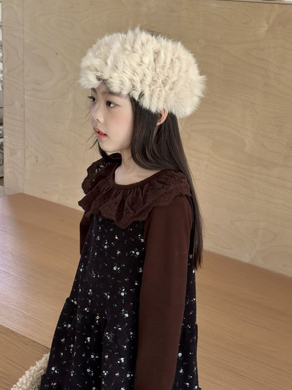 05120304｜小瑜家秋冬〃燈芯絨碎花吊帶裙｜90-150 女童洋裝, 吊帶洋裝, 假兩件洋裝, 碎花童裝, 秋冬童裝, 長袖洋裝, 女童連身裙, 日系童裝, 童裝套組, 燈芯絨洋裝