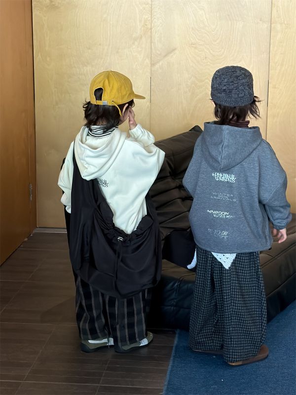 05120601｜HAHA家秋冬〃91679加絨深灰格子褲｜100-160 中大童褲, 格紋童褲, 韓系童裝, 童裝寬褲, 秋冬童褲, 厚款童褲, 鬆緊腰童褲, 小童褲子, 男童褲, 女童褲, 親子穿搭