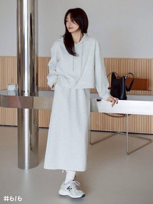 05110608┃秋冬〃616質感厚磅棉後開衩長裙 棉質長裙、鬆緊腰長裙、抽繩長裙、休閒長裙、厚棉裙、中長裙、直筒裙、秋冬裙、韓版長裙、百搭裙子