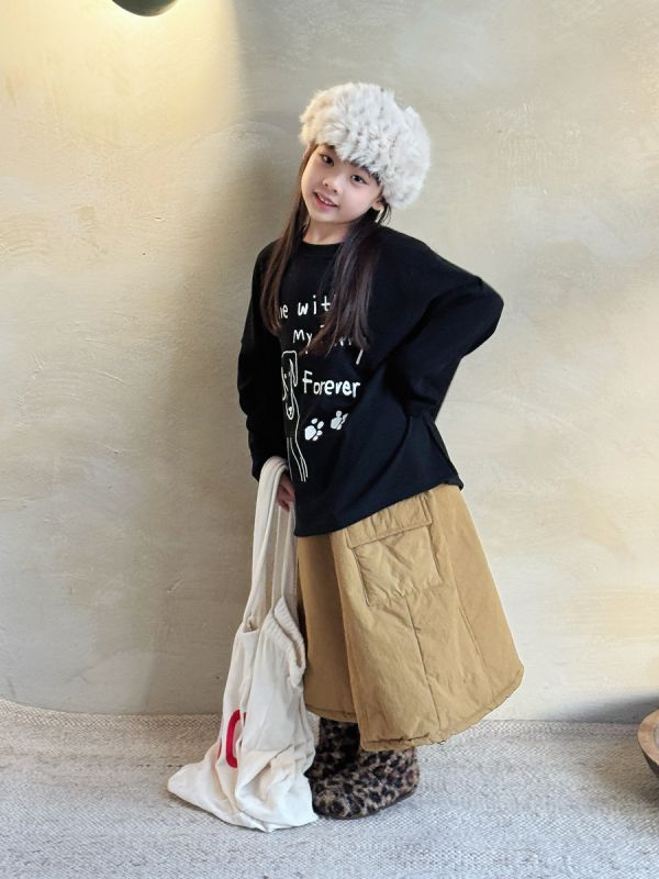 05120306｜小瑜家秋冬〃兩色小狗印花長版T｜90-150 女童上衣, 狗狗童裝, 印花童T, 長袖T恤, 秋冬童裝, 黑白童裝, 休閒童裝, 可愛上衣, 日系童裝, 童裝長袖