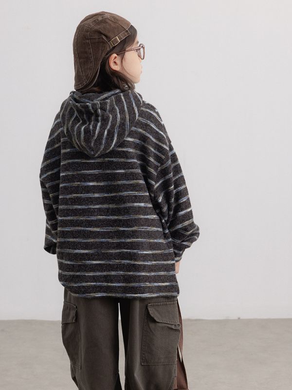 05111110┃TM家秋冬〃8923條紋高領加絨毛呢連帽T┃120-170 童裝衛衣, 加厚衛衣, 條紋上衣, 韓系童裝, 大陸製童裝, 秋冬長袖, 童裝保暖衣, 寬鬆衛衣, 高領衛衣, 絨內上衣, 內刷毛衛衣, 保暖童裝, 韓風長袖上衣, 秋冬新款童裝, 親膚保暖衣**