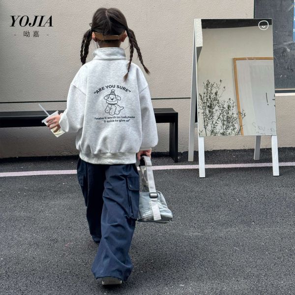 05072808┃YOJIA秋〃D139白灰色立領拉鍊上衣┃110-170┃250810結單 