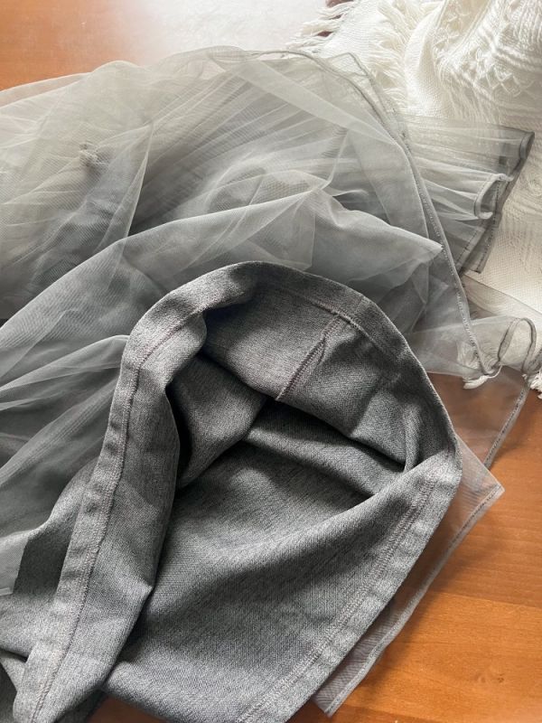 05111611｜小艾家秋冬〃H010灰色中長款網紗裙｜90-170 女童紗裙、公主裙、網紗長裙、多層紗裙、冬季紗裙、加厚保暖裙子、女童長裙、蓬蓬裙、兒童公主裙、灰色紗裙、90–170cm 裙子、女童氣質裙