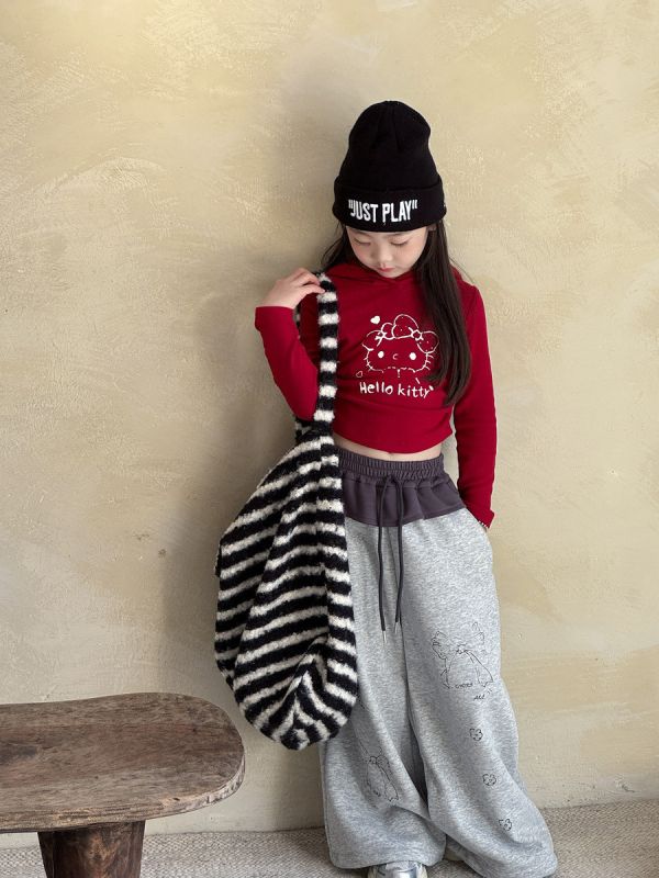 05120403｜小瑜家秋冬〃兩色裙簾加絨運動褲｜90-150 女童長褲, 蝴蝶童褲, 加絨寬褲, 刷毛童褲, 抽繩長褲, 鬆緊腰童褲, 秋冬童裝, 休閒童褲, 日系童裝, 女童寬褲