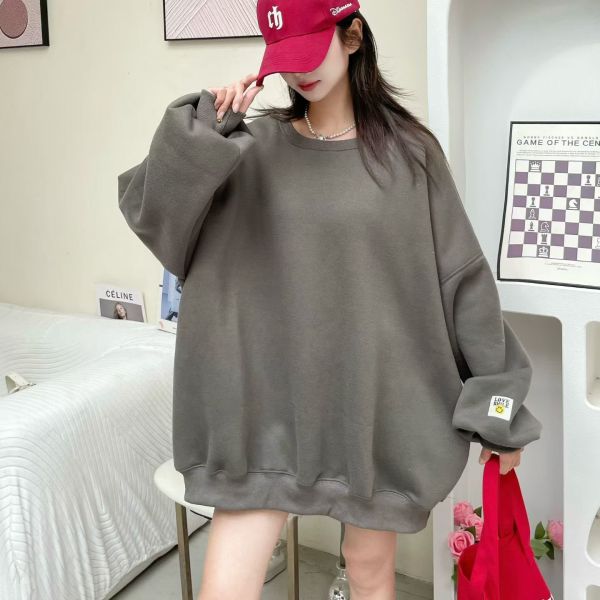 05113006｜秋冬〃3184袖口小標素色上衣｜F 刷毛大學T
圓領衛衣
素色上衣
秋冬女裝
顯瘦寬鬆
百搭基本款
LOVE SMILE
刷毛保暖
休閒上衣
韓版衛衣