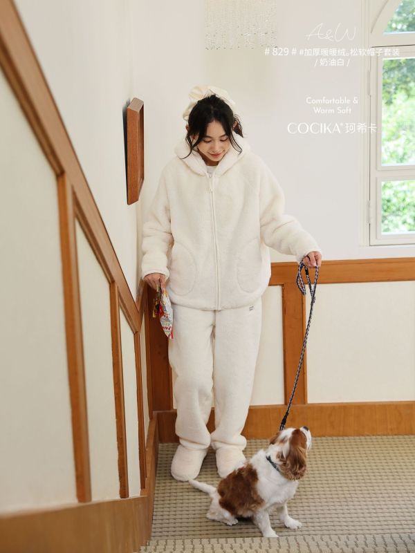 05110802┃冬〃暖暖絨連帽外套套裝┃F COCIKA、珂希卡、保暖套裝、居家服、睡衣套裝、絨毛套裝、帽T套裝、秋冬套裝、加厚絨套裝、法蘭絨睡衣、鬆軟帽T、家居套組、女款居家服、暖絨套裝、冬季睡衣、懶人套裝、雙面絨、絨毛衣褲