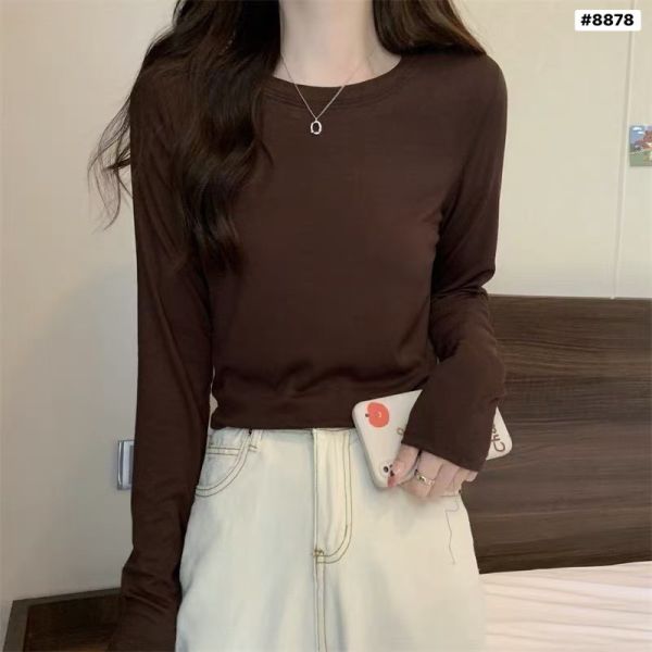 05121306｜秋冬〃8878短版刷毛長袖T｜F 親膚棉上衣
彈性長袖T
短版上衣
韓系基本款
百搭長袖
素面上衣
內搭上衣
日常休閒上衣
簡約風長袖
秋冬薄長袖